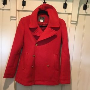 JCrew stadium cloth by Nello Gori red peacoat